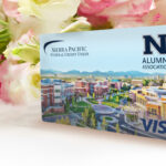 credit card in front of spring flowers