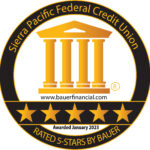Sierra Pacific FCU is rated 5 stars by Bauer Financial for January 2023